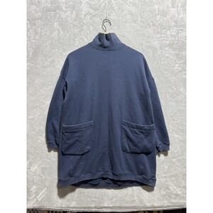 Pomander Place Navy Mock Neck‎ Pullover Sweatshirt Womens Small Cost 3/4 Sleeve